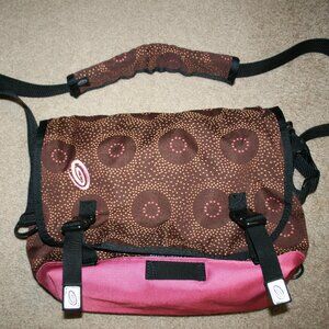 Timbuk2 Custom Classic Messenger Bag Small Brown & Pink with 2 Strap Pads EUC